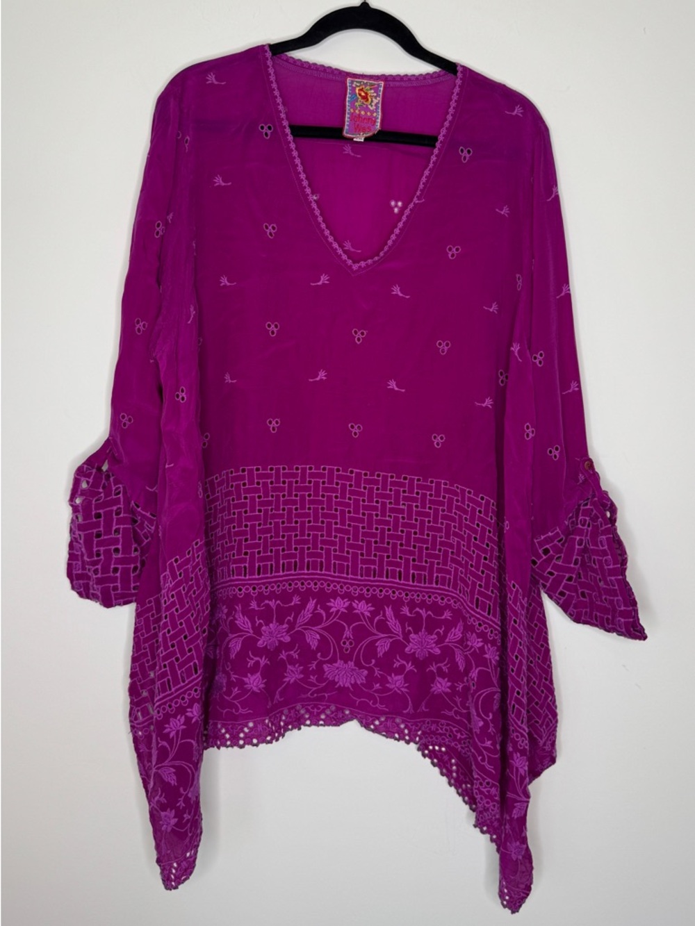 Johnny Was Magenta V-Neck Boho Tunic